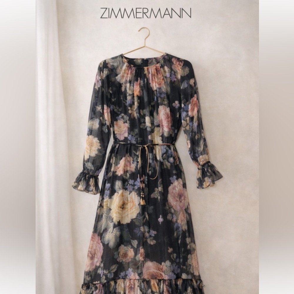 Zimmermann Silk Floral Ruffle Dress Size 4 | Never Worn